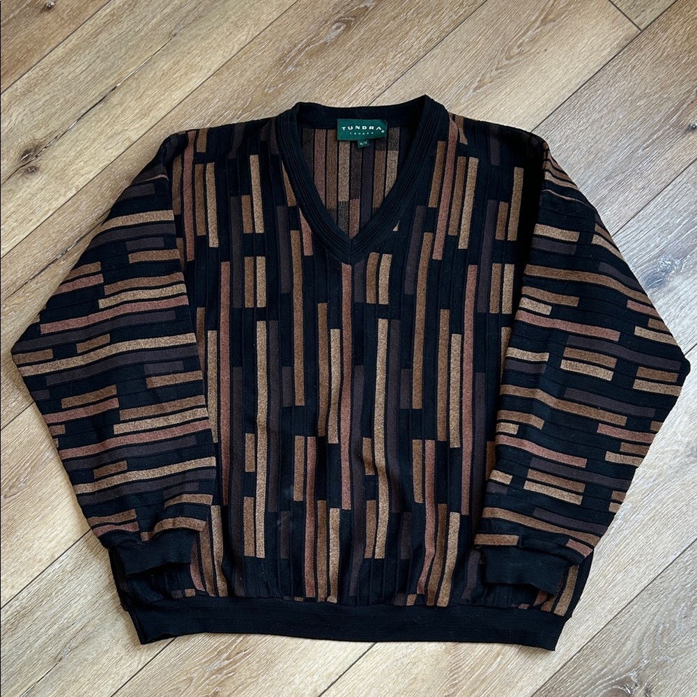 Mens Tundra Canada Biggie Cosby 3D Style All Over Abstract Knit Sweater Size XL